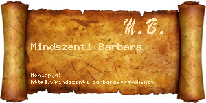 Mindszenti Barbara névjegykártya